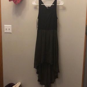 Black olive green hi-low dress